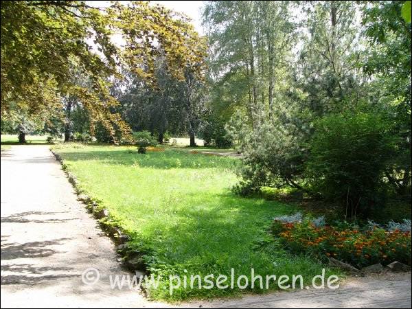 Man kommt zum Tierpark durch einen wunderschnen Park.